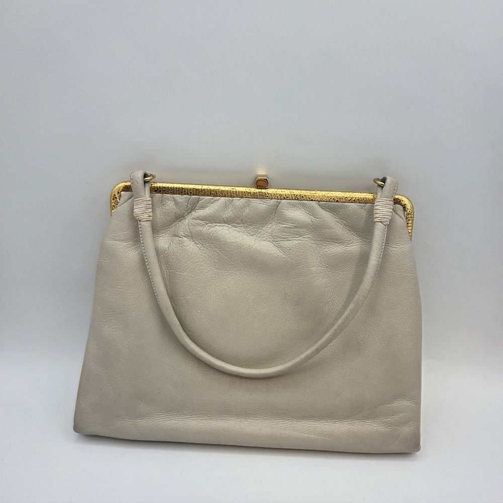 Vintage Rosenfeld Ivory Leather Handbag - Picture 2 of 7